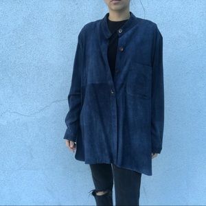 NWT Vintage Long Leather Button Down